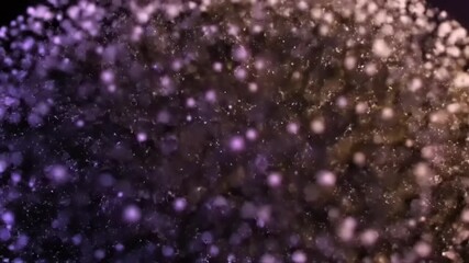 Futuristic CGI animation of abstract purple particles coalescing to form a glowing sphere or planet in deep space. Cosmic - Powered by Adobe
