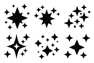 snow sparkle silhouette christmas vector icon set