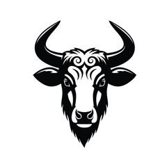 Black and white yak head tribal tattoo design Keywords: yak, cattle, animal, livestock, tattoo