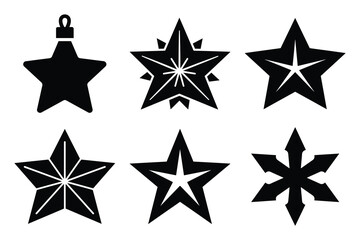 star ornament silhouette christmas vector icon set