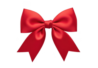 A vibrant red satin bow, isolated on transparent background, perfect for adding a touch of elegance and festive cheer to any holiday project