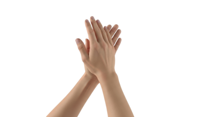 Isolated shot of human hands clapping in a gesture of appreciation and congratulation