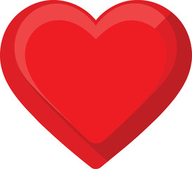 Glossy red heart 3d vector symbol of love and affection transparent background