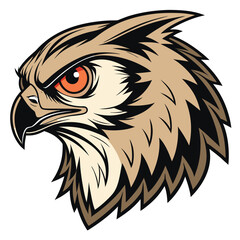 Obraz premium Fierce eagle owl head emblem with orange eyes