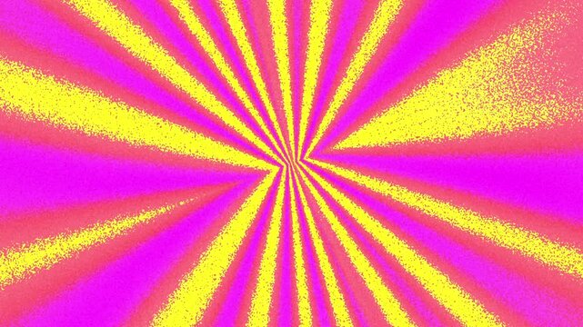 Rotating Radial Burst Motion Background with Vibrant Pink and Yellow Rays in Abstract Gradient Style