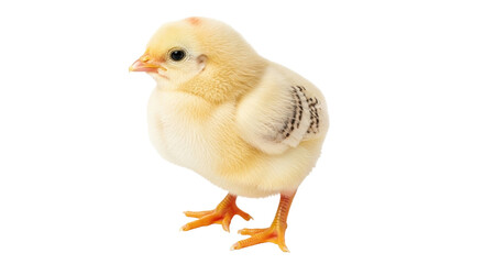 Isolated Yellow Chick on White, Baby Chicken Bird, Farm Animals, Spring Season, Poultry