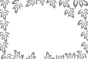 Fototapeta premium Hand drawn plants, dividers, wreaths, border frames. Circle floral frame with leaves on white background. Vector hand drawn illustration for wallpaper, posters, card. Copy space. Doodle style.