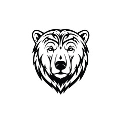 Black bear head logo with tribal markings Keywords: bear, head, logo, animal, wildlife, grizzly