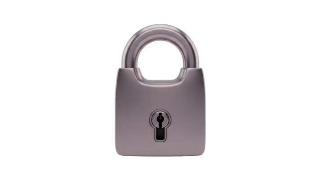 Isolated lock, metallic hardware for security and protection concept, safety and privacy