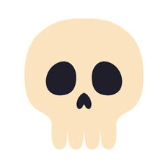 Creepy Halloween skull illustration isolated on white background, symbol of death, horror, gothic style, and spooky decorations. Flat vector. Hand drawn.