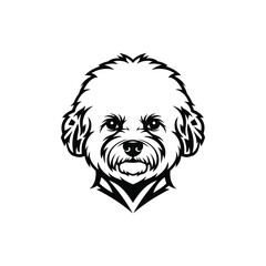 Black Bichon Frise Dog Head Emblem Keywords: dog, bichon frise, puppy, animal, head, face, cute