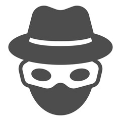 Anonymous man with glasses and hat solid icon, cyber monday concept. Vector graphics. Head of incognito customer, advisor sign on white background, glyph style icon of mobile or web design.