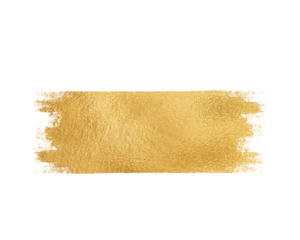 Textured Gold Foil Paint Stroke Rectangle on Transparent Background