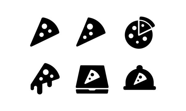 Minimalist pizza icon set: modern silhouette designs for culinary branding