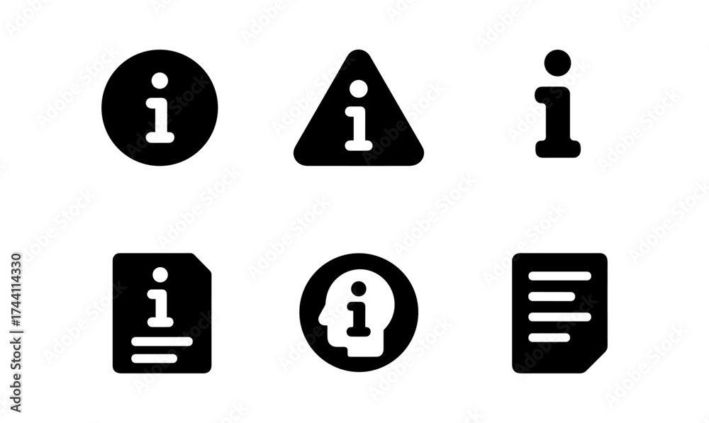 Wall mural set of information symbol icons in minimalist style for web and print design