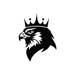 Black Eagle Head Silhouette with Crown bird raptor