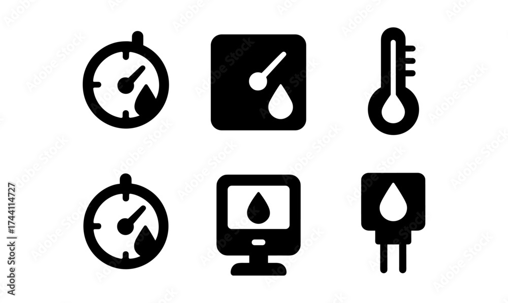 Wall mural essential weather and time icons for ui design in solid style