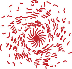 Abstract red swirl pattern with white background