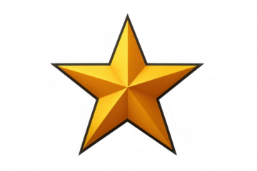 Polished golden five-point star icon symbolizing excellence, premium service, approval, bonus, reputation, and important recognition