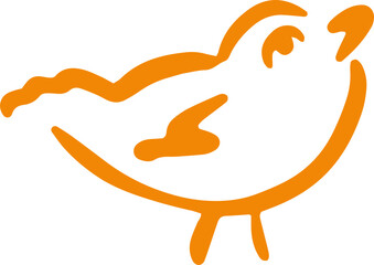 Fall themed illustration. Seasonal ink hand drawn doodle icon, logo. Bird