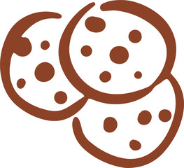 Fall themed illustration. Seasonal ink hand drawn doodle icon, logo. Chocolate cookies 