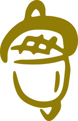 Fall themed illustration. Seasonal ink hand drawn doodle icon, logo. 