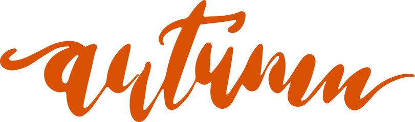 Fall themed illustration. Seasonal ink hand drawn doodle icon, logo. Lettering hello autumn 