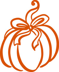 Fall themed illustration. Seasonal ink hand drawn doodle icon, logo. Pumpkin 