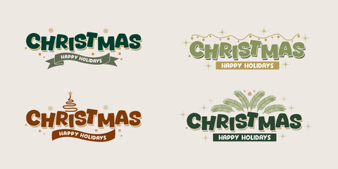 Merry Christmas vector design logo set template