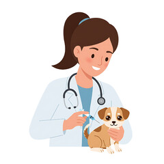 Veterinarian giving injection to dog. Pet healthcare concept.