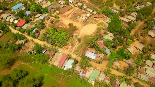  Futuristic aerial view panorama of developing Yangon city , Aerial view of Sule pagoda in downtown, Yangon, Myanmar. Sule Pagoda located in the heart of Yangon, Karaweik royal barge, Kandawgyi Lake, 