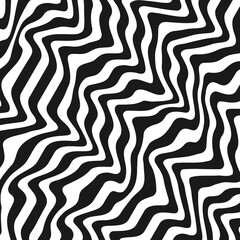 Retro Background with Wavy Black Lines, Monochrome, Minimalism, Psychedelic Art, Aesthetic, Groovy Poster, Stripes, Vintage