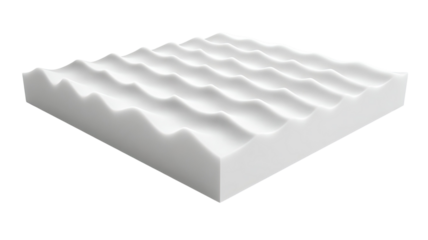Acoustic foam panel showing sound absorption texture and professional studio wall material for noise control on white background