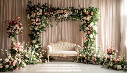 Maternity, wedding, photography backdrop. Pastel background featuring floral designs