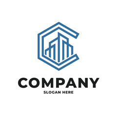 modern real estate logo letter c design concept creative idea