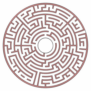 Circular maze puzzle game with a complex path