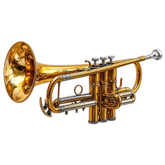 Naklejka premium Classic Brass Trumpet Isolated on Transparent Background, PNG 