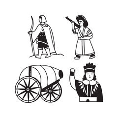 Medieval Figures and Weapons Illustration