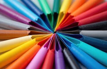 Naklejka premium Colorful markers arranged in a circular pattern with vibrant shades and smooth textures