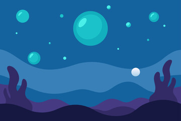 Fototapeta premium Dreamy underwater landscape with floating bubbles and abstract shapes