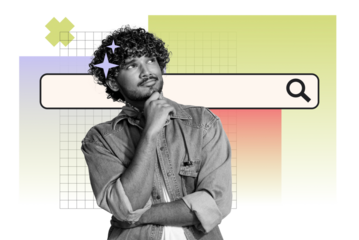 Composite trend artwork sketch image photo collage of young guy stand pensive think mind star hairdo search research webpage find browsing