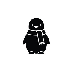 Black silhouette of a cute penguin wearing a scarf