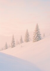 Obraz premium Serene snowy landscape with trees.