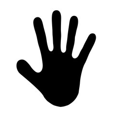 Obraz premium Vector art of black handprint, a simple yet striking graphic element, perfect for conveying concepts like touch, connection, or human presence in design projects