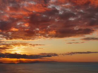 Clouds and sunset on the coast of the Basque Country