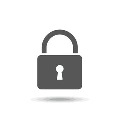 Modern Flat Design Grey Padlock Vector Icon Illustration for Security and Privacy