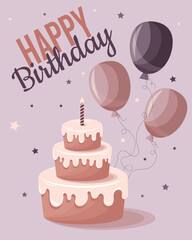 Vector birthday card template ready to print. Joyful Balloons Birthday Greeting