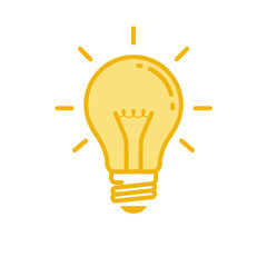 Fototapeta premium Bright Idea Lightbulb Vector Icon Illustration in Flat Outline Style