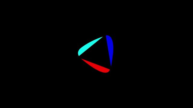 Colorful  loading icon with red, green, and blue curved lines forming a circular motion. Futuristic design representing buffering, progress, processing, data loading, or system startup on a black back