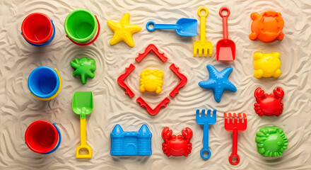 Colorful beach toys sand toys set for kids summer fun creative play sandcastle building vacation and outdoor activities